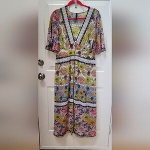 Zara TRF Collection Multicolor Sheer Cover Up Dress Vacation/Beach Wear Med-NWOT